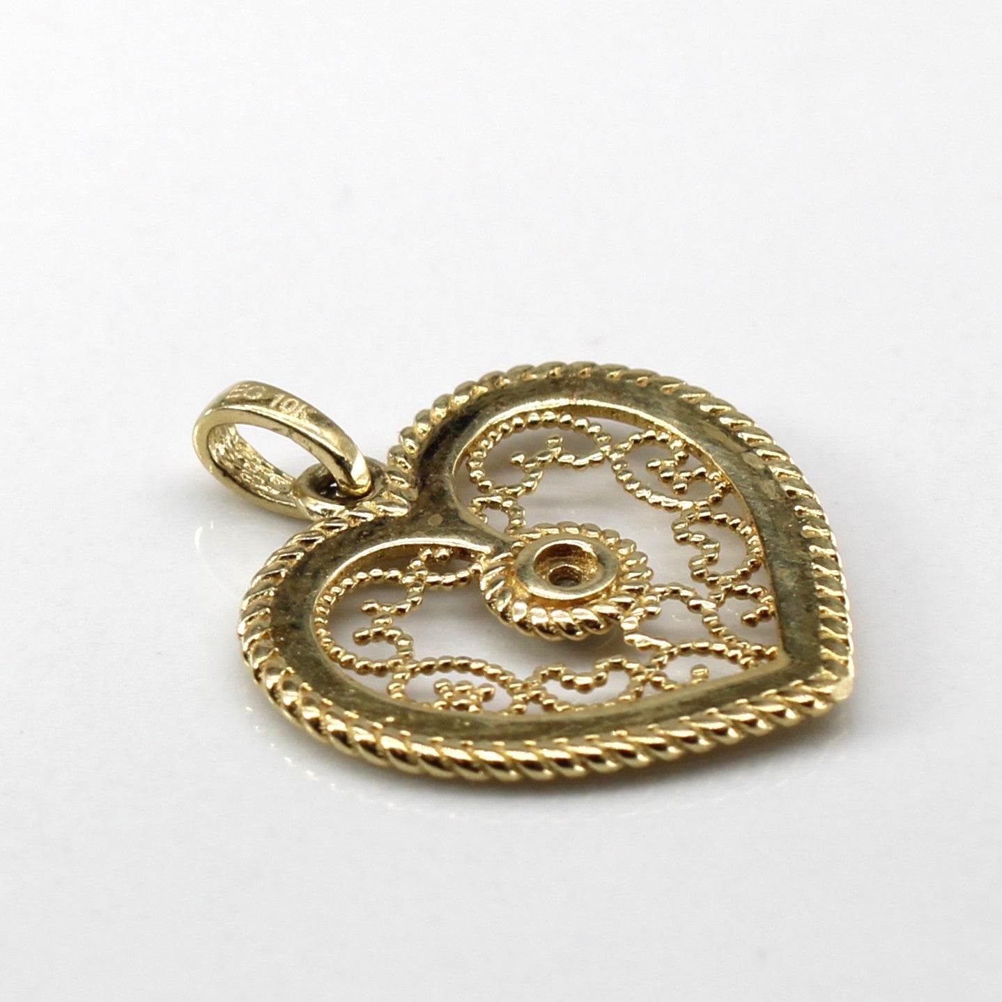 0.02ct Filigree Heart Diamond Pendant Necklace - Elegant 14K Gold Jewelry Gift for Women, Perfect for Valentine's Day, Anniversary & Romantic Occasions