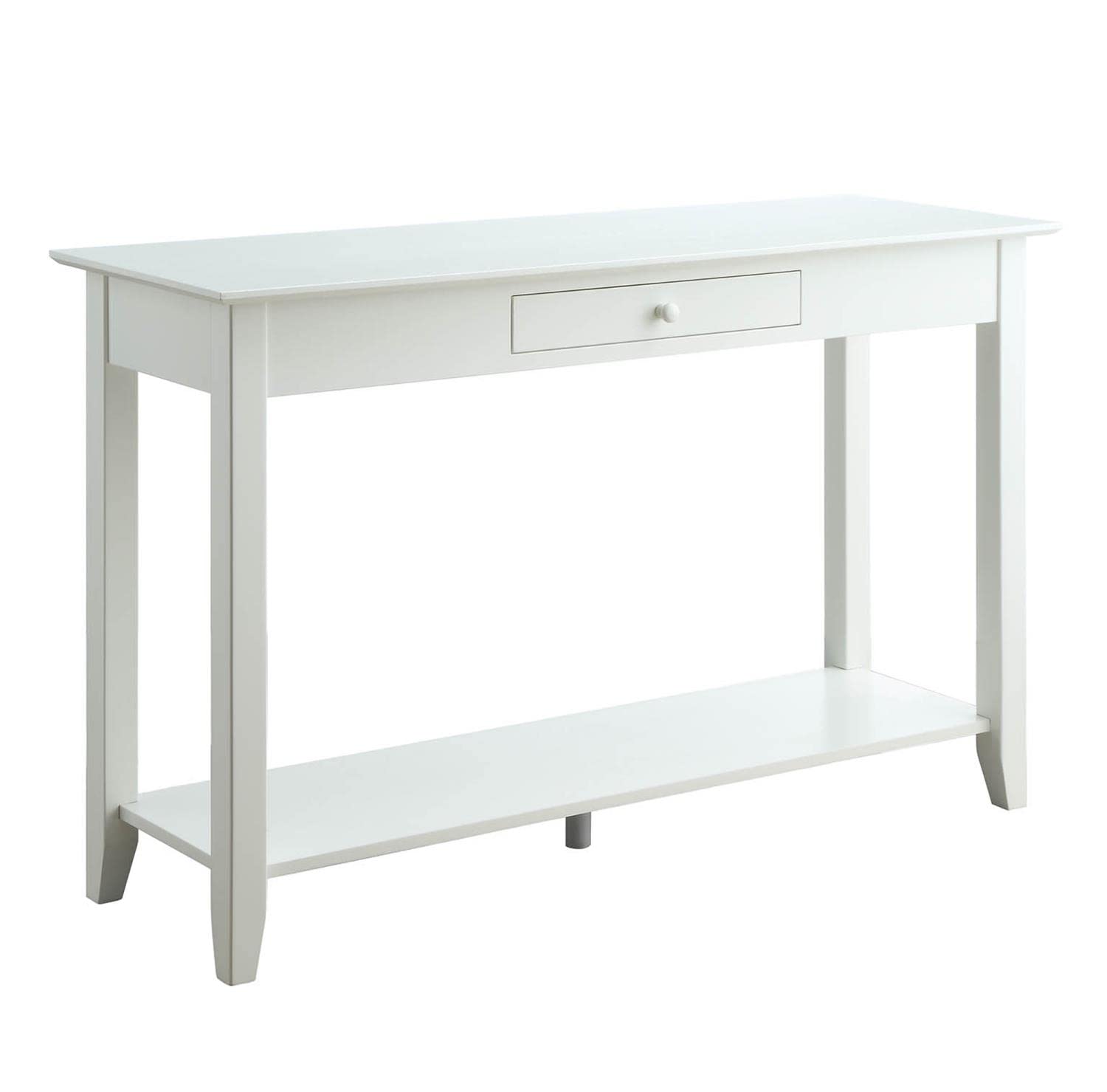 American Heritage White Console Table with Drawer - Entryway Hallway Sofa Table for Living Room, Bedroom & Office | Convenience Concepts