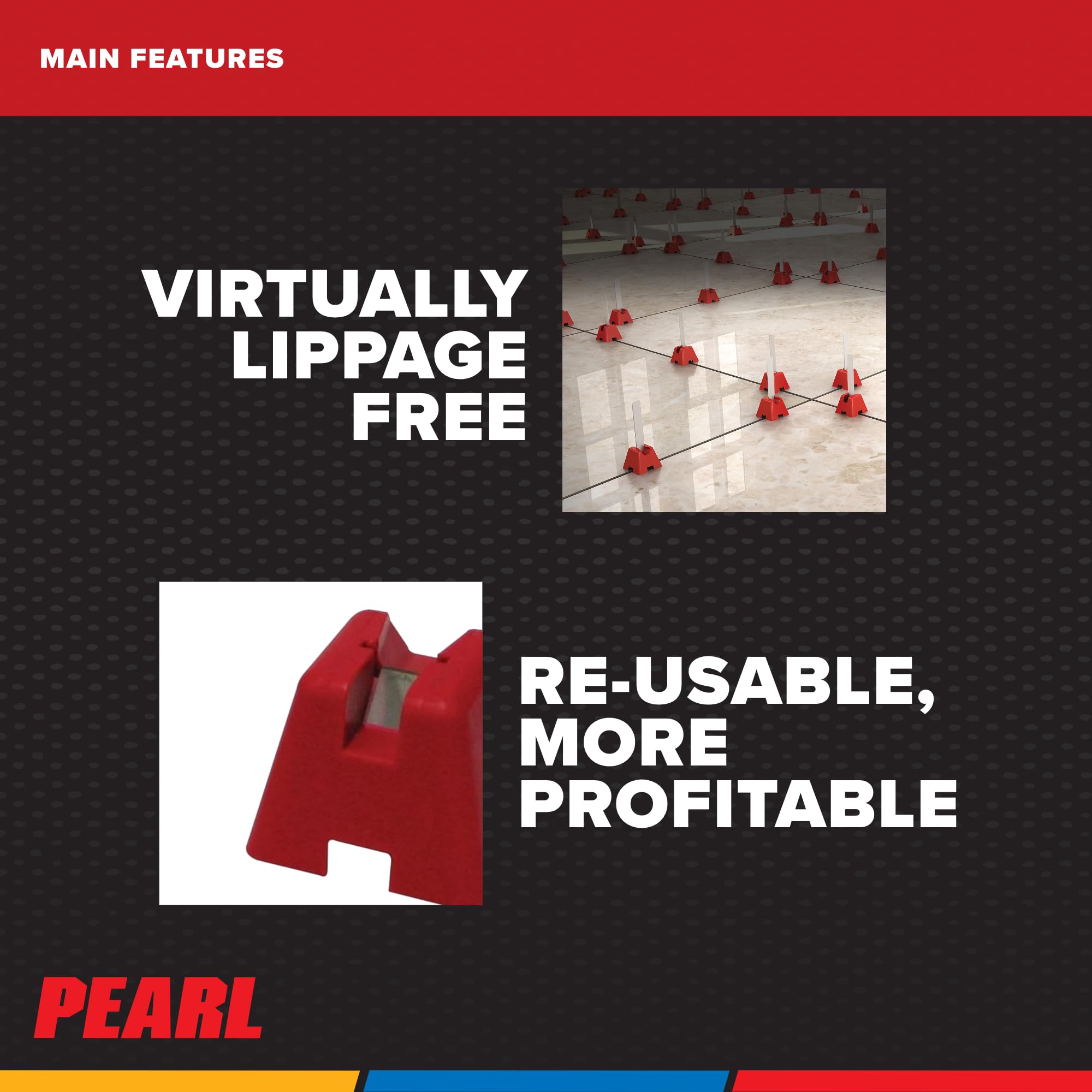 Pearl TLSCAP200 200-Pack Reusable Tuscan Leveling System Caps for Tile Installation - Perfect for DIY Home Renovation and Professional Tile Projects