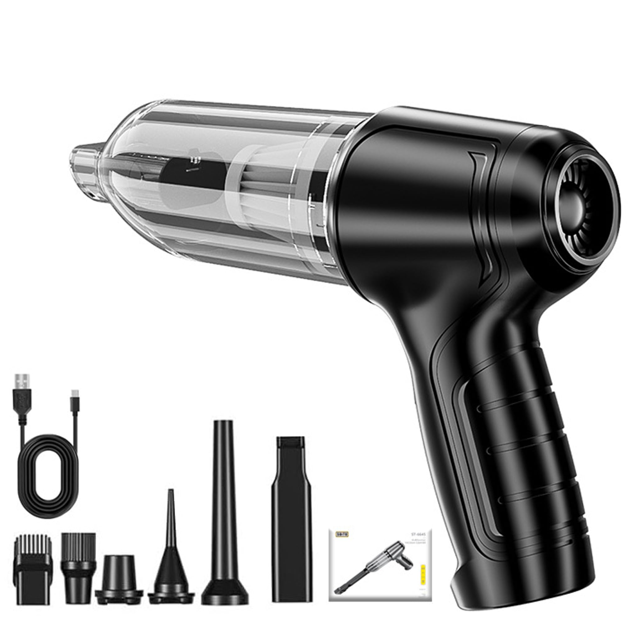Airified Pro - High Power Portable Air Blower & Car Vacuum Cleaner | Rechargeable Mini Vacuum for Car, Home & Office | Black | Ideal for Cleaning Car Interiors, Home Dust & Office Spaces