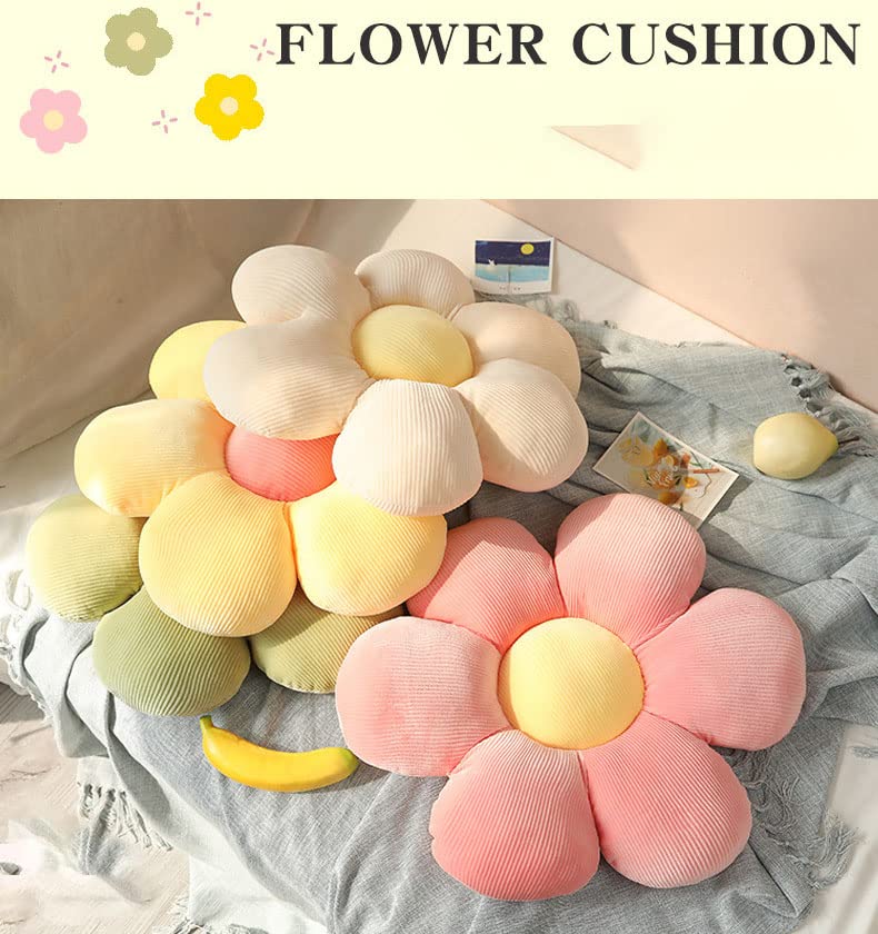 IXITON 21.5 Inch Yellow Flower-Shaped Throw Pillow - Soft Decorative Cushion for Sofa, Office Chair, Floor & Car Seat | Perfect for Reading, Relaxation & Home Decor
