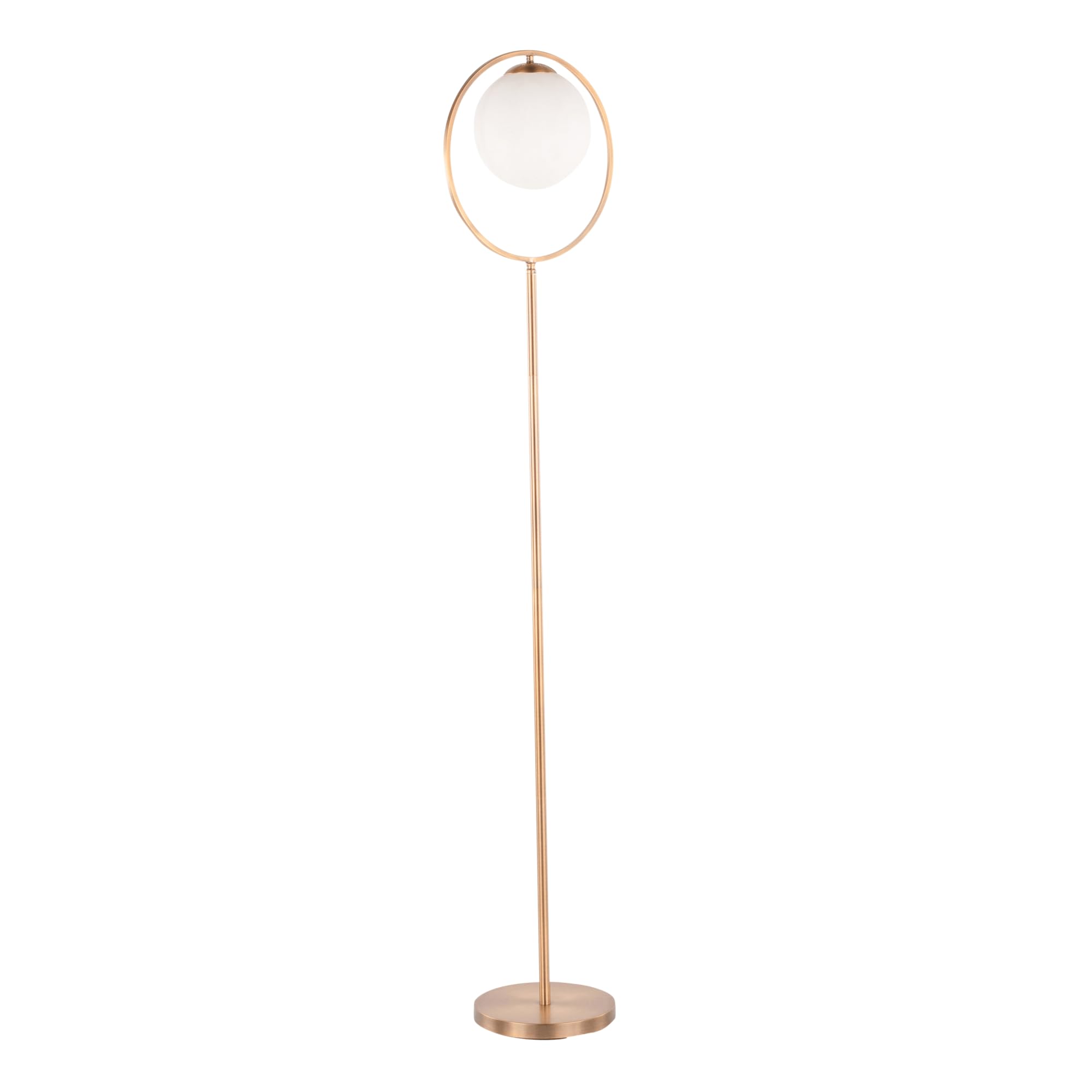 Moon Contemporary Gold Metal & Frosted Glass Floor Lamp - Modern Standing Lamp for Living Room, Bedroom & Corner Decor - Tall Ambient Lighting for Home, Office & Reading Nook