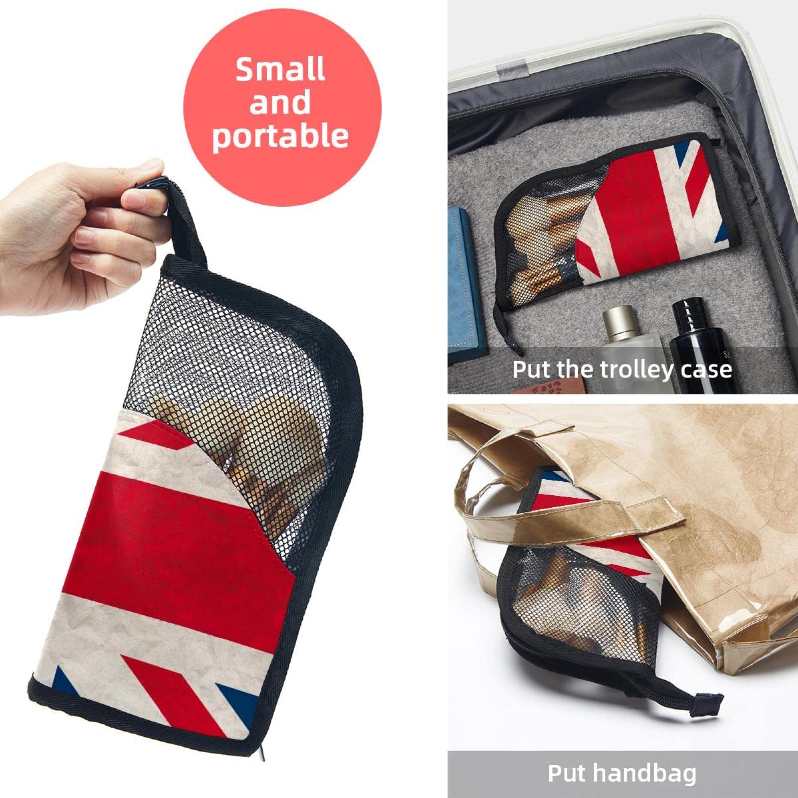 12-Piece Makeup Brush Organizer Bag with UK Flag Retro Paper Texture - Portable Travel Makeup Brush Holder Case for Professional Artists & Beginners (Perfect for Travel, Home Vanity & Salon Use)