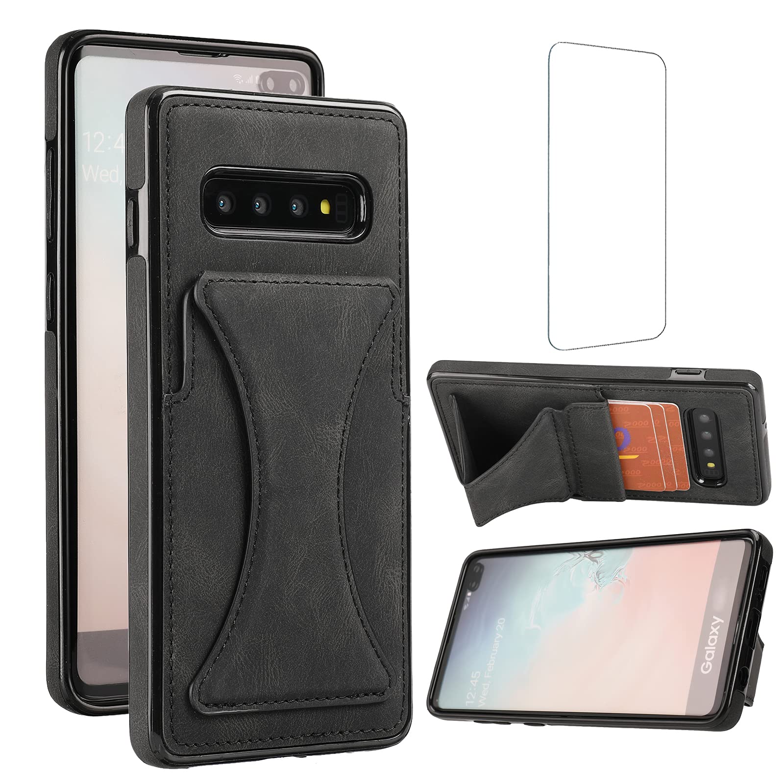 Premium Galaxy S10 Case with Screen Protector & Ring Holder - Shockproof Hybrid Rugged Protective Cover for Samsung Galaxy S10 4G/GS10 (6.1 inch) - Black - Perfect for Work, Travel & Everyday Use