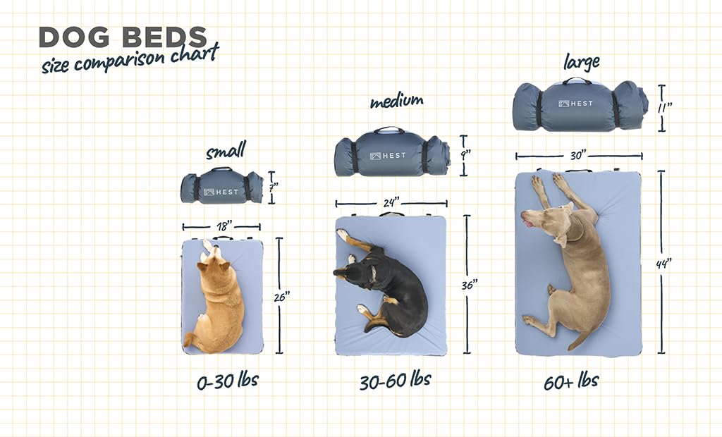 HEST Medium Dog Bed - Waterproof & Dirt Resistant Portable Outdoor Dog Mattress 36