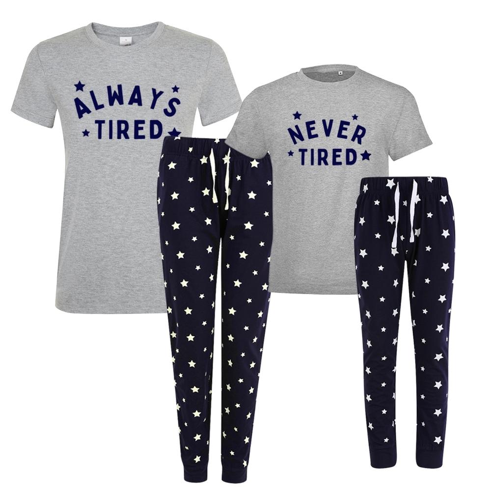 Mom & Kids Matching Star Print Pajama Set - Grey & Navy - Soft & Comfortable Sleepwear for Family Bonding & Cozy Nights