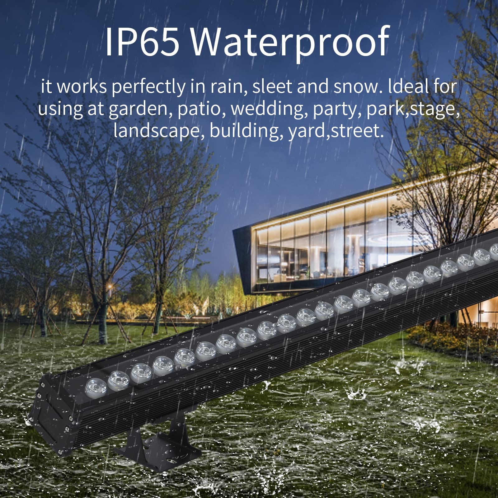36W IP65 Waterproof Black LED Wall Washer Light - Outdoor Commercial Lighting for Advertising Boards, Billboards & Buildings (Warm White 2800-3000K) - Perfect for Storefronts, Facades and Architectural Accent Lighting