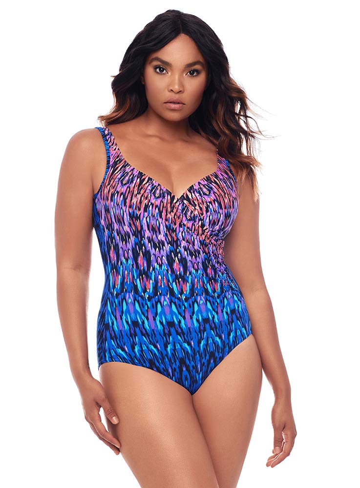 Miraclesuit Women's One Piece Swimsuit with Underwire Bra & Tummy Control - Boa Blues Peregrina Design for Beach, Pool & Vacation Wear