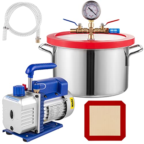Bestauto 1.5 Gallon Stainless Steel Vacuum Degassing Chamber Kit (5.7L) with 2.5 CFM Pump - Perfect for Resin Casting, Epoxy Bubbles Removal & Silicone Mold Making - Not for Wood Stabilizing