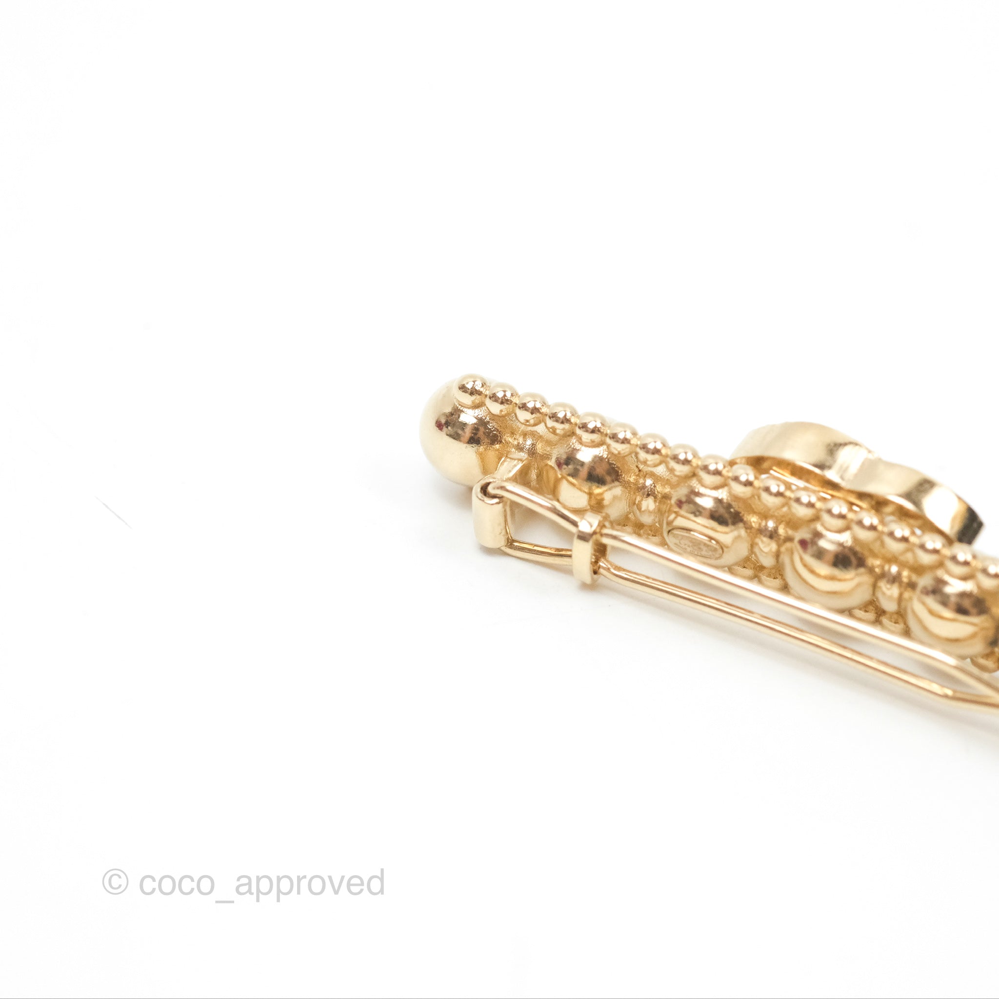 Chanel CC Crystal Beaded Hair Clip - Gold Tone Hair Accessory for Women | Perfect for Weddings, Parties & Special Occasions