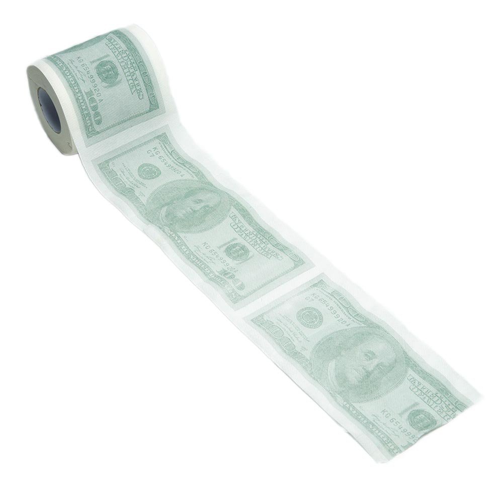 Novelty 100 Dollar Bill Toilet Paper - Funny Money Bathroom Tissue for Gag Gifts & Prank Parties (Great for Bachelor Parties, Office Pranks & Birthday Gifts)