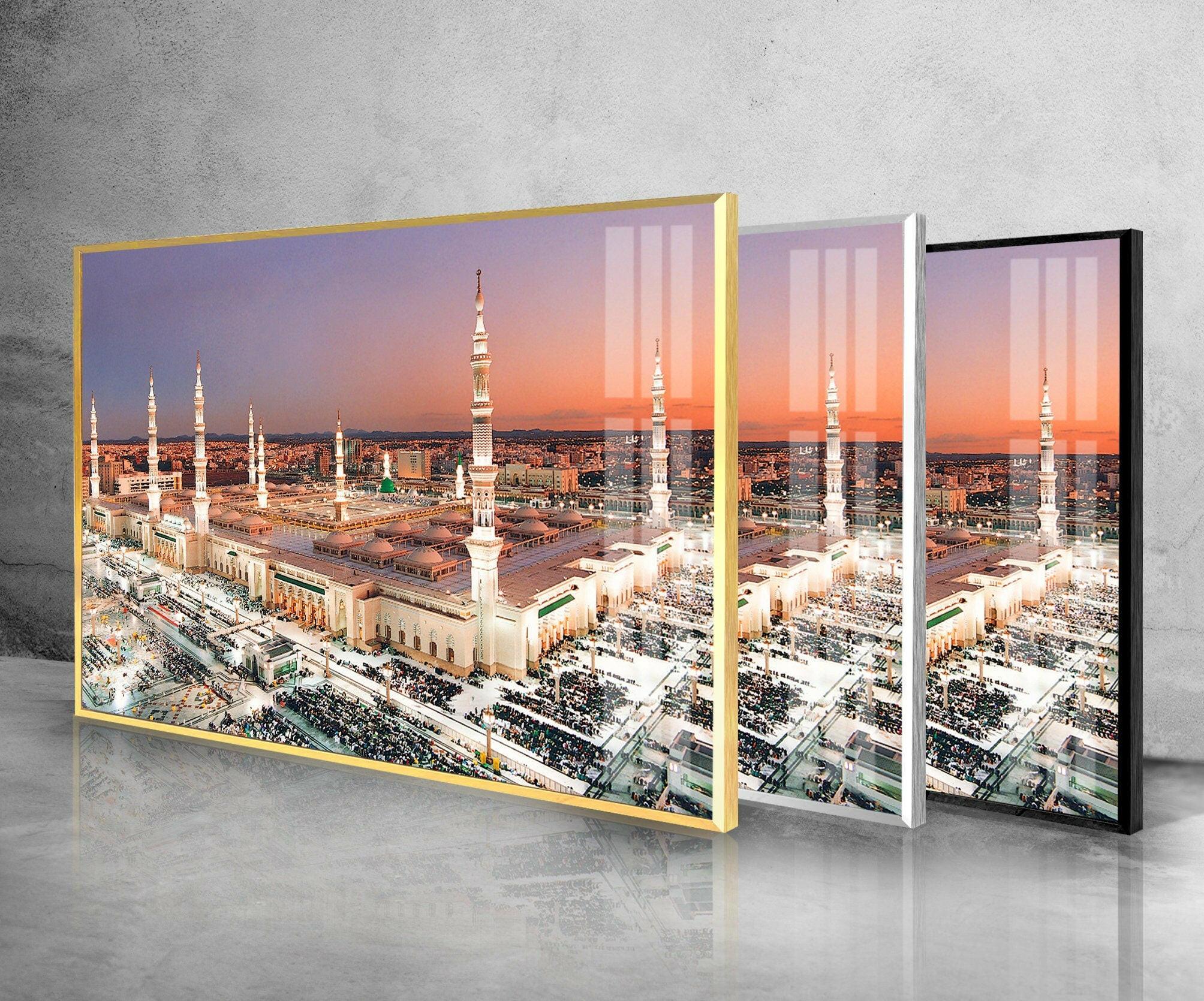 Al Masjid Glass Wall Art - Islamic Mosque Decor for Home & Office - Perfect for Prayer Rooms, Living Rooms, and Gifts