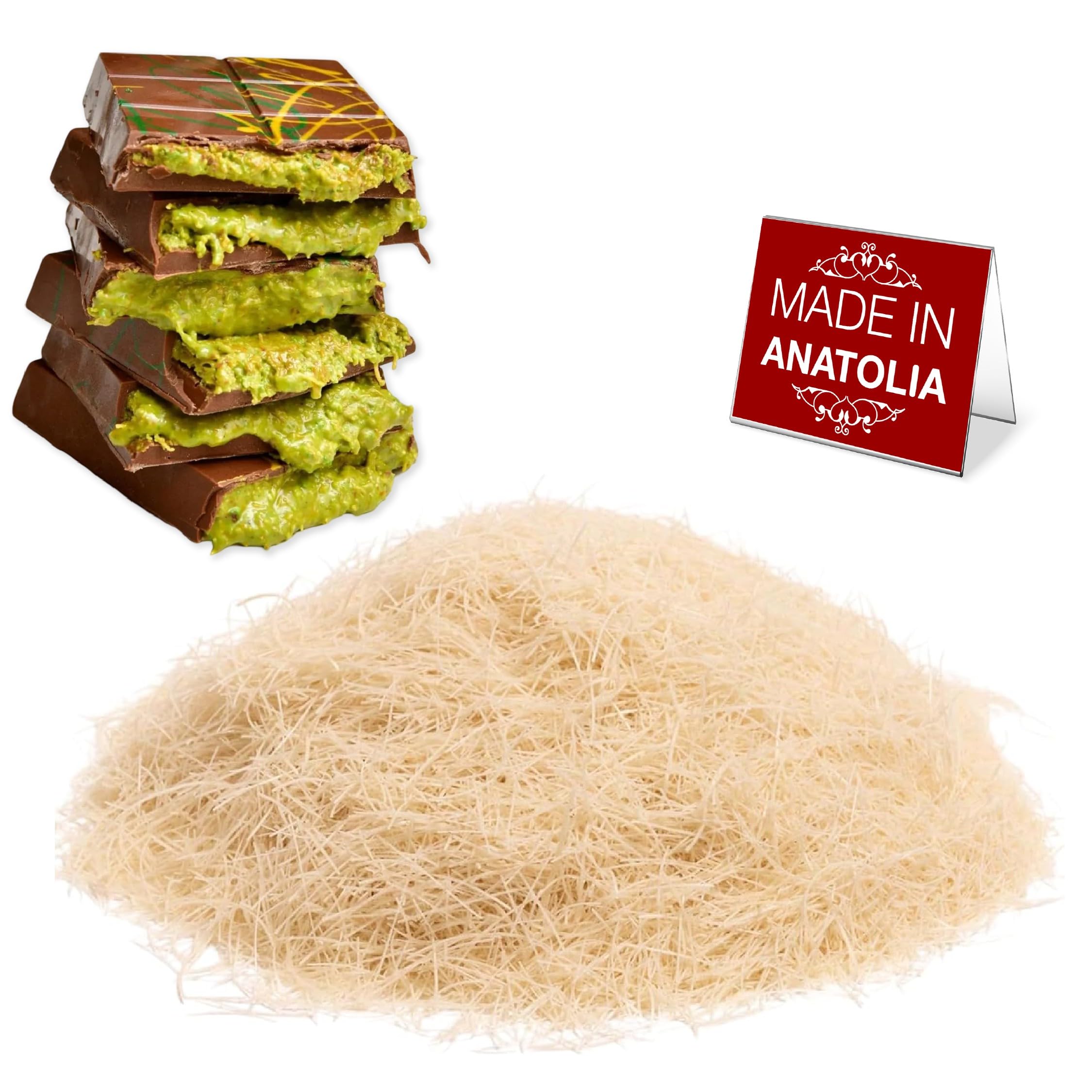 Premium Kataifi Shredded Phyllo Dough for Authentic Middle Eastern & Mediterranean Desserts - Kunafa, Knafeh, Baklava, Pistachio Rolls - Perfect for Dubai Chocolate Bars & Sweet Pastries - 500g (1.1 lb) - Ideal for Home Baking, Restaurants & Special Occasions