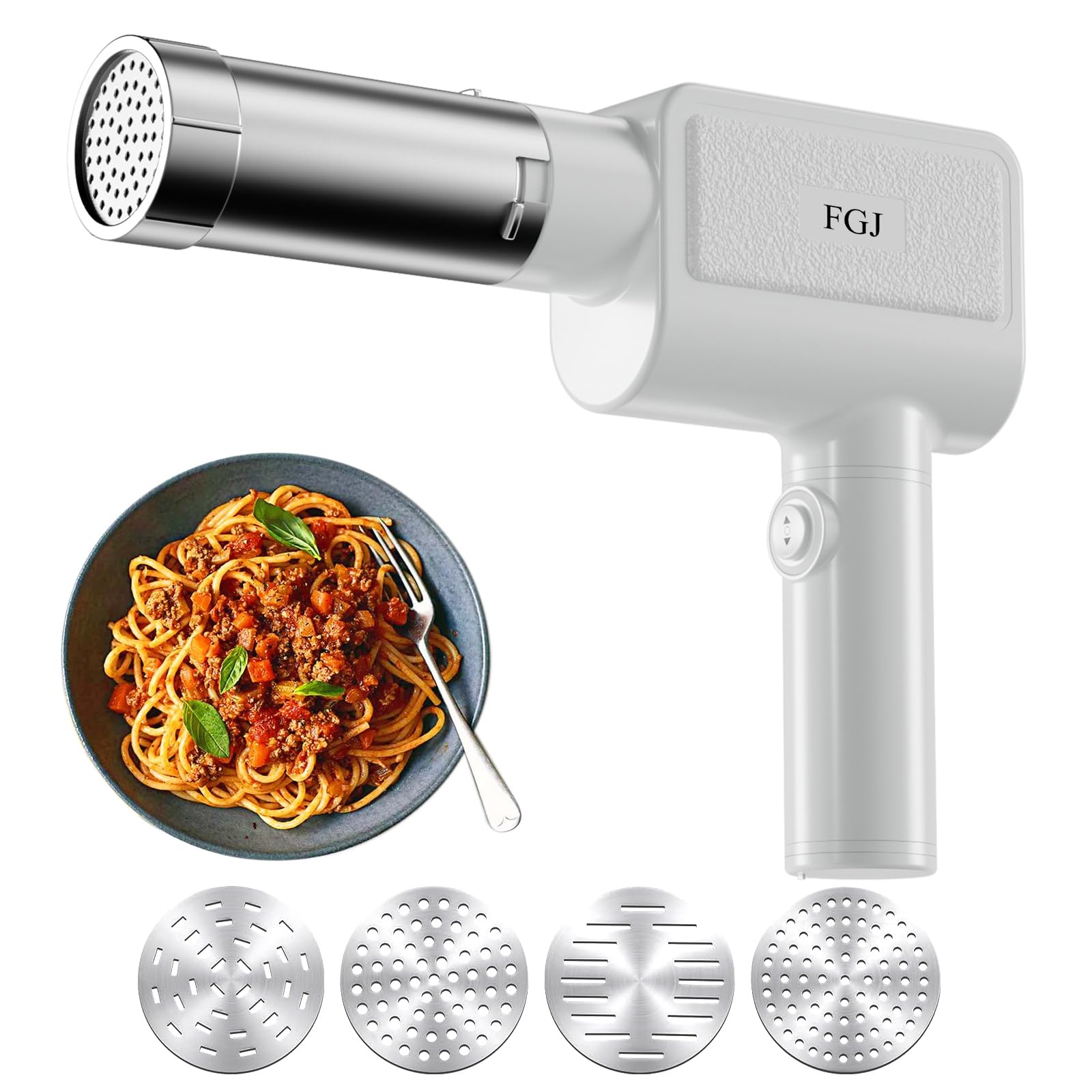 Electric Pasta Maker Machine - Portable Cordless Automatic Noodle Maker with 5 Shaping Molds & Cutter for Homemade Spaghetti, Fettuccine, Lasagna | Perfect for Italian Cooking, Family Dinners & Restaurant Quality Pasta at Home