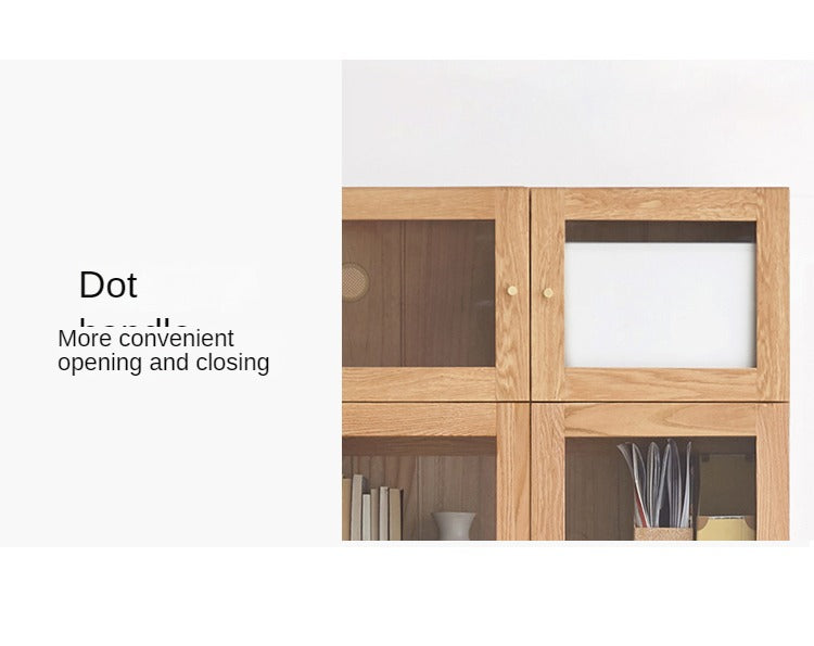 Solid Oak Wood Cabinet with Bookcase - Stylish Storage for Home Office, Living Room & Bedroom