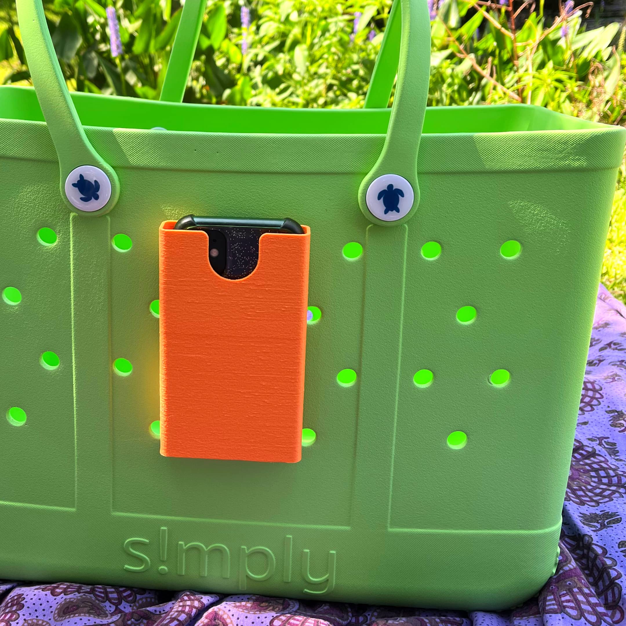 BAGLETS Phone Holder Charm for Bogg Bags | Secure Phone Accessory for Tote Bags | USA-Made Orange Phone Strap | Perfect for Beach, Shopping & Travel
