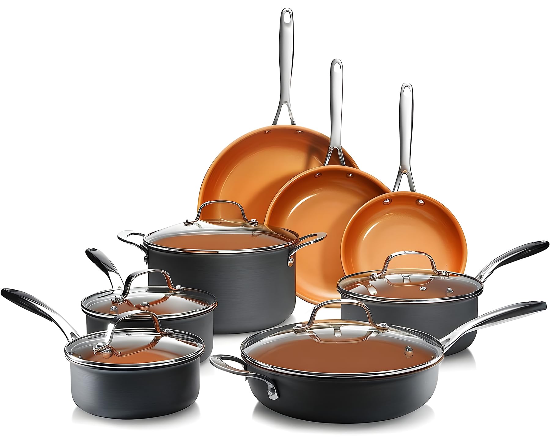 GOTHAM STEEL 13-Piece Ceramic Nonstick Cookware Set - Copper Pots and Pans for Induction Stove, Oven & Dishwasher Safe - Non-Toxic Kitchen Cookware for Healthy Cooking | Perfect for Frying, Sautéing, Baking & Everyday Meals