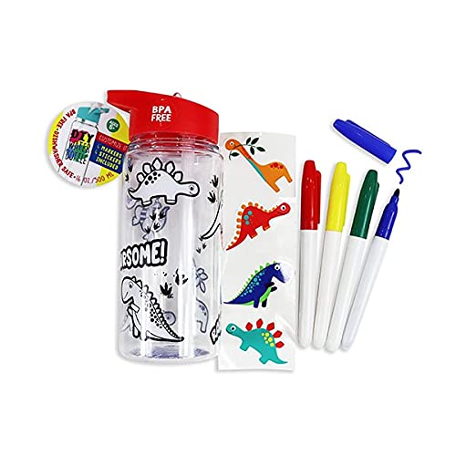 BPA-Free Dinosaur Water Bottle 3-Pack - Reusable, Leak-Proof & Eco-Friendly Kids Bottles for School, Sports & Outdoor Activities