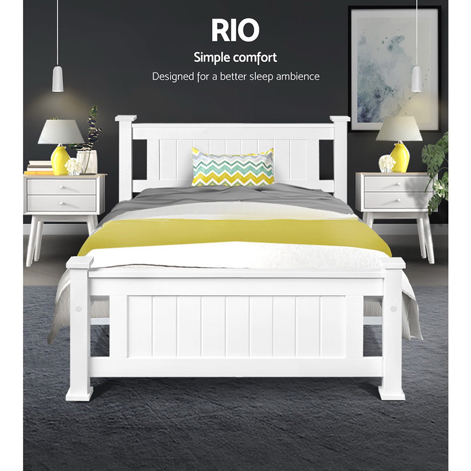Premium Cottesloe Wooden King Single Bed Frame - White Finish | Perfect for Kids' Rooms, Guest Bedrooms & Small Spaces