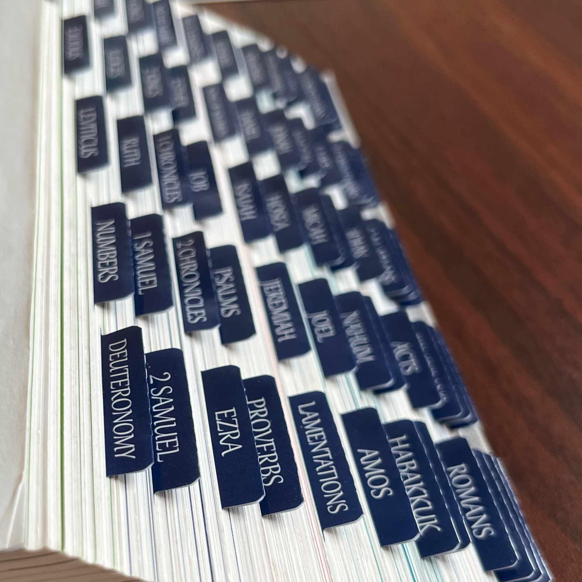 Laminated Bible Tabs - Large Print Repositionable Stickers for Easy Reading & Application | Durable Bible Index Tabs for Men & Women | Perfect for Bible Study, Church & Personal Devotion (Sapphire Blue)