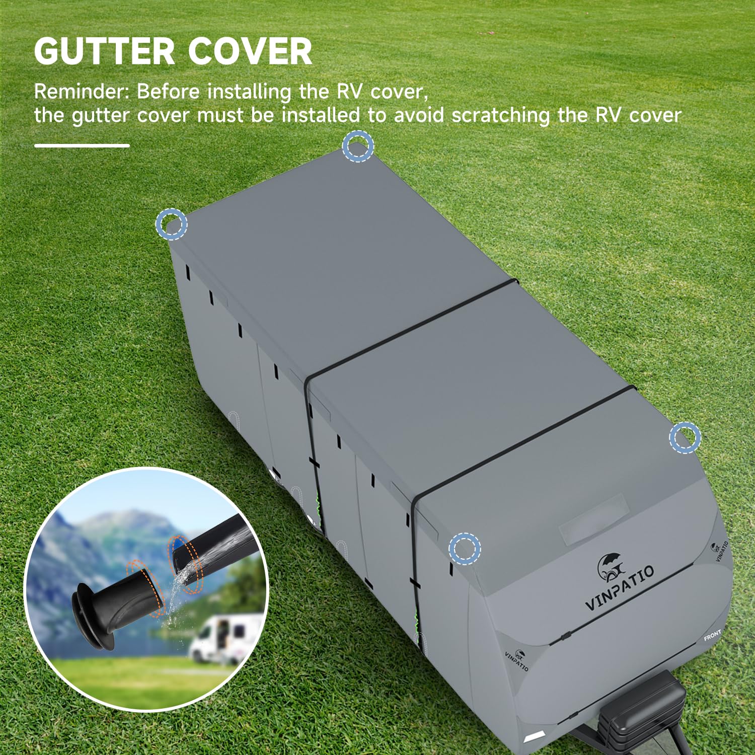 Heavy Duty 7-Layer RV Cover for 33'-35' Travel Trailers & Toy Haulers | Waterproof, Windproof Protection with Tongue Jack Cover & Extra Straps | Ideal for Outdoor Storage, Winter Protection & Long-Term Parking