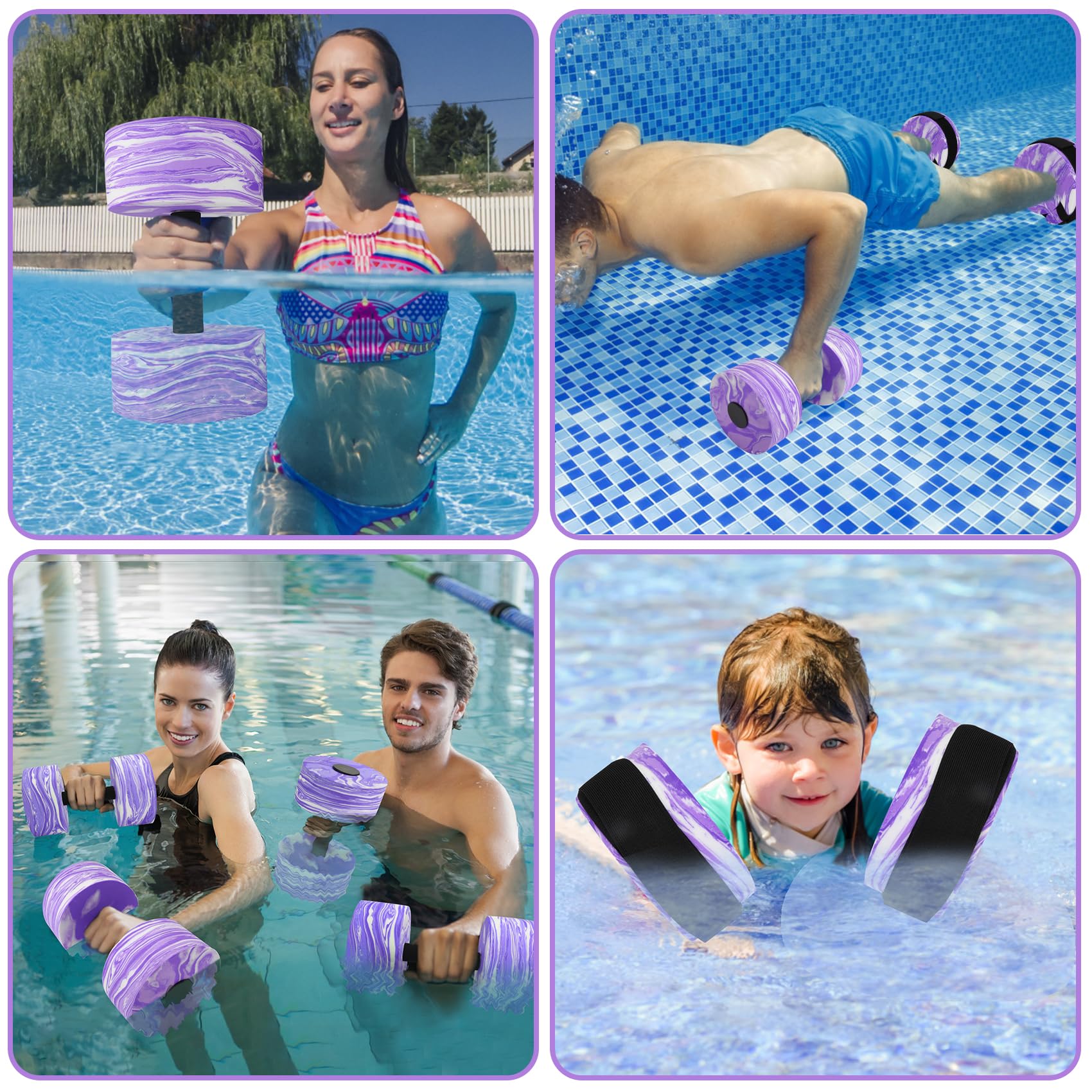 Upgraded Water Aerobics Set - Aquatic Exercise Dumbbells & Foam Swim Cuffs with Detachable Velcro | Water Fitness Equipment for Pool Workouts, Hydrotherapy & Low-Impact Training