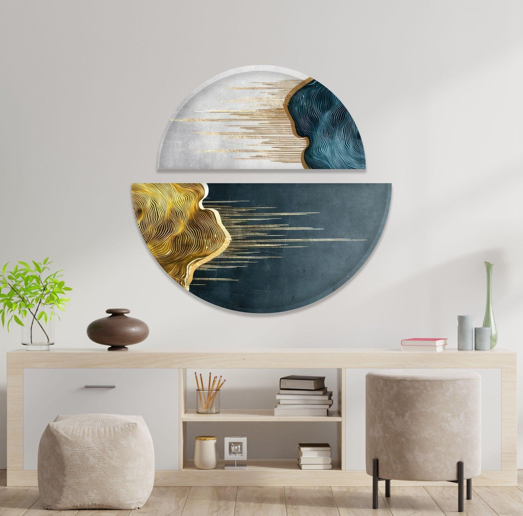 2 Piece Blue White Marble Glass Wall Art Set - Modern Abstract Home Decor for Living Room, Bedroom, Office | Shatter-Resistant & Easy to Hang