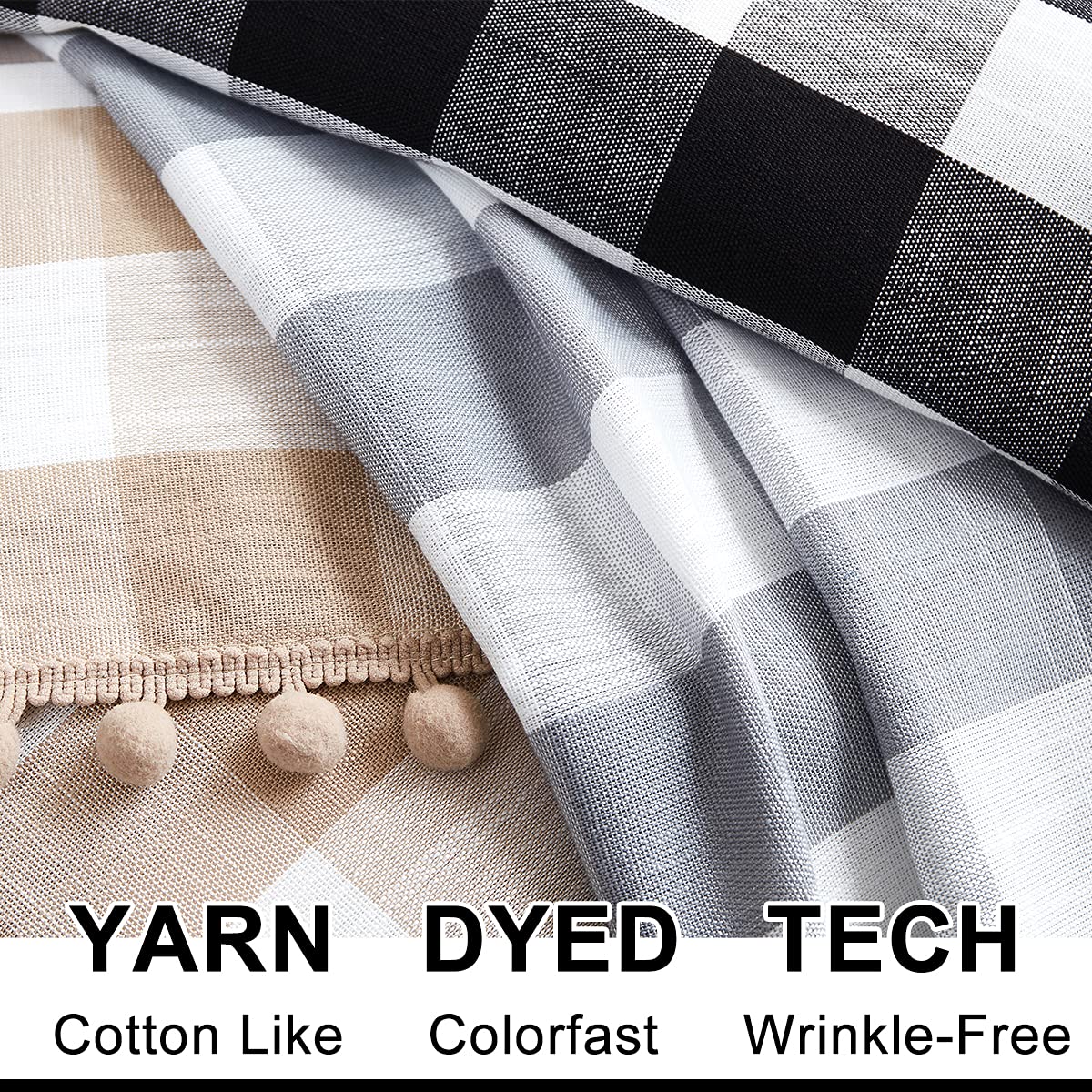 Treatmentex Grey-White Check Kitchen Tier Curtains - 24 Inch Length Semi-Sheer Café Curtains for Windows (27W x 24L, 2 Panels, Rod Pocket) - Perfect for Kitchen, Basement, Laundry Room & Bathroom Decor