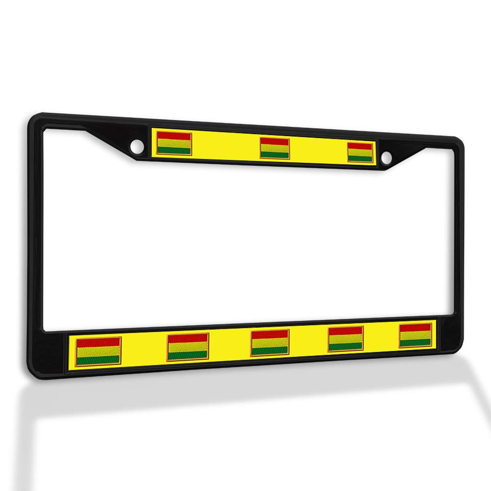 Premium Metal Insert License Plate Frame - Durable & Weatherproof Car Accessories (Black, 2 Holes, Solid Insert) for Bolivia - Perfect for Car Enthusiasts & Everyday Protection
