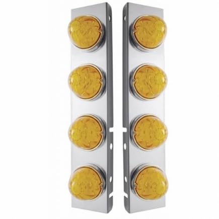 United Pacific 39794 Stainless Steel Air Cleaner Light Bar with Bracket - Amber LED Cab Lights (17 LEDs) for Peterbilt Trucks | Durable Front Lighting for Truck Safety & Night Driving