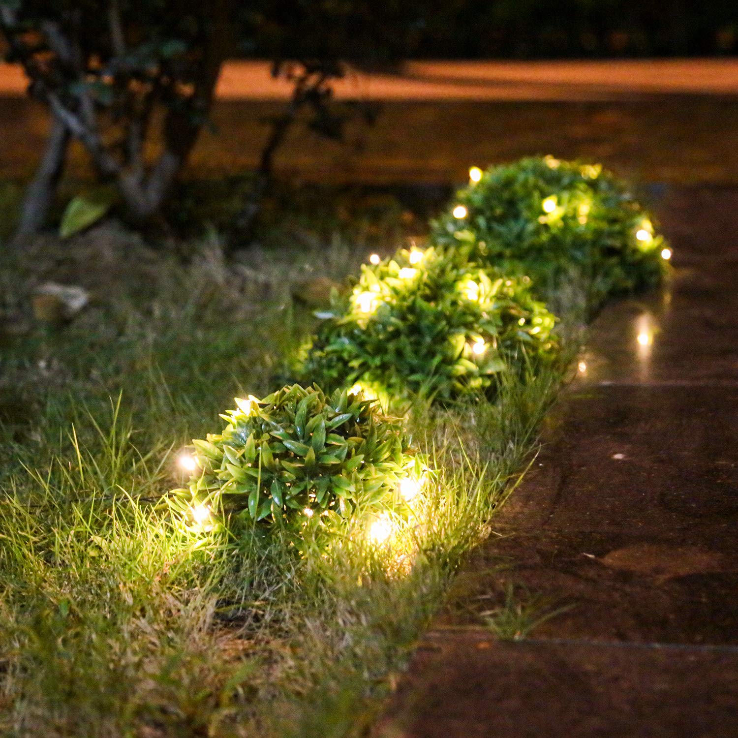 3 Pack Artificial Grass Hemispheres with Solar Lights - Realistic Fake Outdoor Plants for Garden, Lawn, Patio & Yard Decor - UV Resistant Plastic Greenery for Year-Round Landscaping