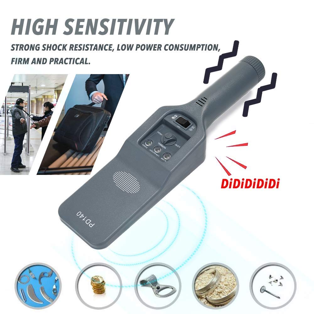 Professional Handheld Metal Detector with Adjustable Sensitivity - LED Light & Sound Vibration Alerts for Security Screening | Detects Weapons, Knives & Metal Objects | Ideal for Airports, Schools, Events & Home Security