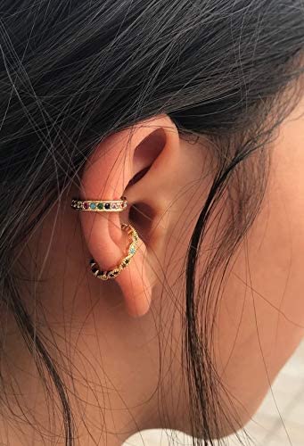 Trendy Cubic Zirconia Ear Cuffs - Colorful CZ Non-Pierced Clip-On Earrings for Conch, Dainty & Simple Design | Perfect for Parties, Weddings & Everyday Wear