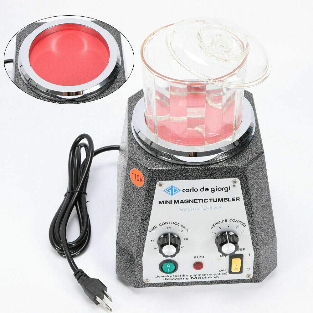 KT-100 Magnetic Tumbler - 100mm Jewelry Polisher & Finisher with 4-Speed Control for Metal, Silver, Gold Jewelry Cleaning & Polishing - Perfect for Jewelry Makers, DIY Crafts & Small Workshop Use