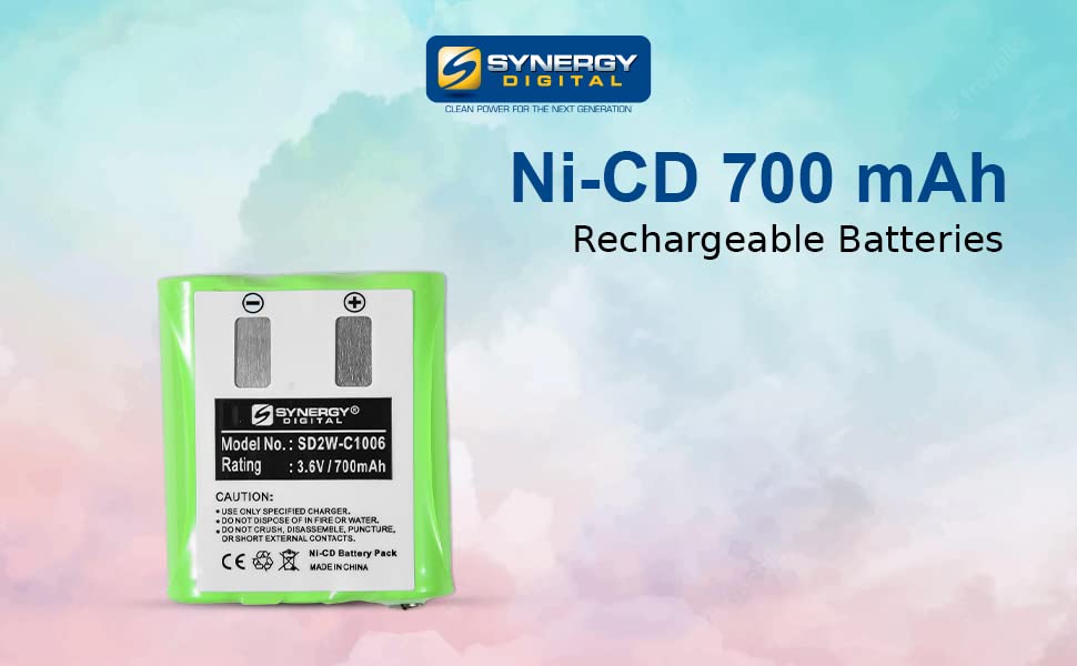 Synergy Digital 2-Way Radio Battery - High Capacity 700mAh Ni-CD 3.6V Replacement for Motorola NNTN4384 & 53615 - Perfect for Construction, Security, and Outdoor Adventures