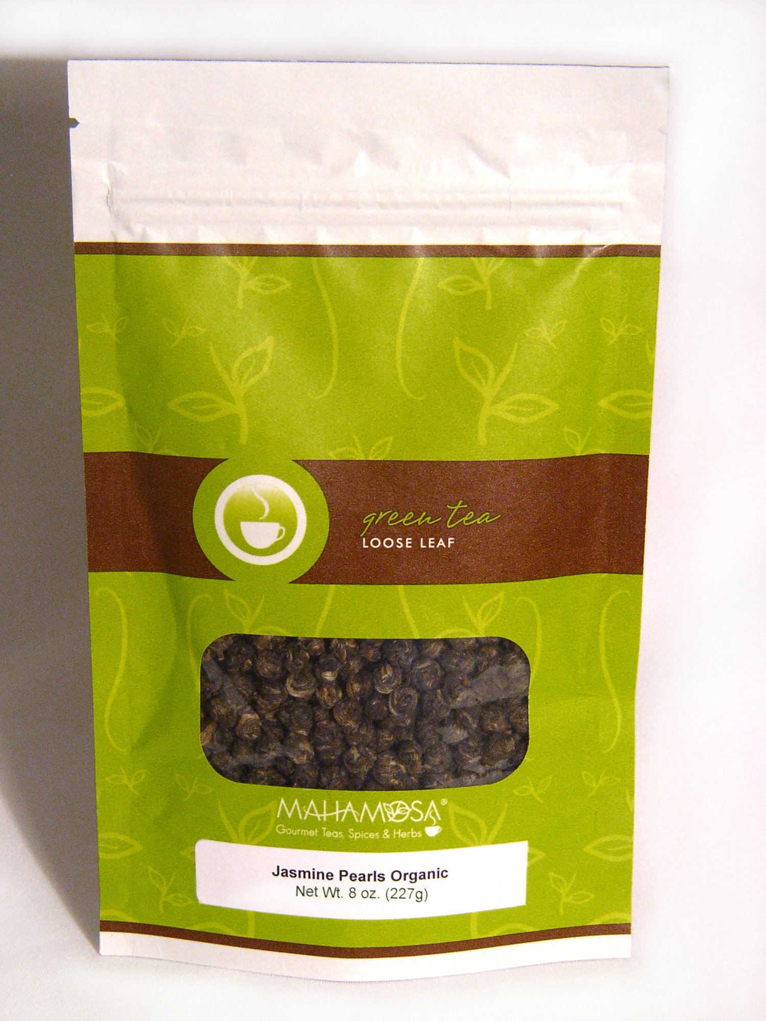 Mahamosa Organic Jasmine Pearl Green Tea & Loose Leaf Tea Filters Set - 8 oz Premium Jasmine Pearls with 100 Biodegradable Tea Bags (Bundle of 2) | Perfect for Relaxation, Meditation & Afternoon Tea Time