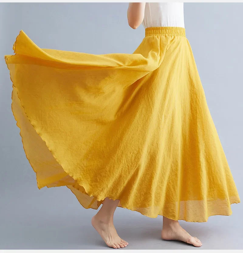 Stylish Women's Cotton Linen Maxi Skirt - Y2K Elegant Boho Long Skirt for Beach, Casual & Harajuku Fashion | Perfect for Summer Outfits, Vacations & Street Style