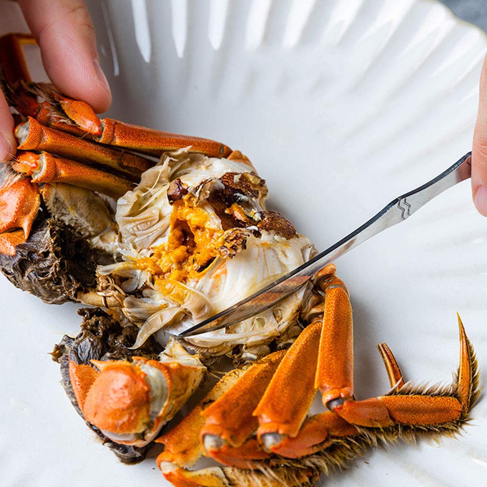 Premium 8-Piece Stainless Steel Crab Crackers & Seafood Tool Set - Crab Forks, Scissors, Claw Tools with Golden Dragon Design for Home, Travel & Outdoor Dining