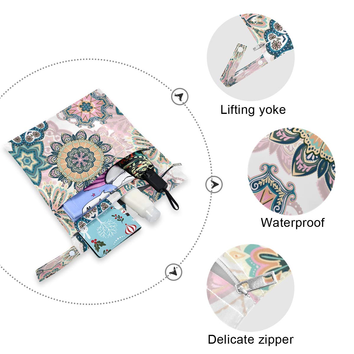 **Sunflower Bees Wet Dry Bag for Cloth Diapers & Swimsuits - Waterproof Reusable Storage Pouch for Travel, Beach, Gym & Baby Essentials - 2 Pack (Perfect for Wet Clothes, Toiletries & Swim Gear)**