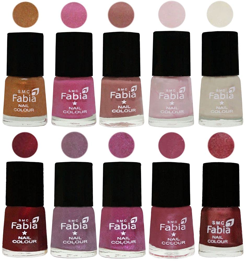SMC Fabia Nail Polish Set - 10 Vibrant Colors, High Gloss & Long Lasting Nail Paint (6ml Each) | Perfect for Manicures, Pedicures, Nail Art & Gift Giving