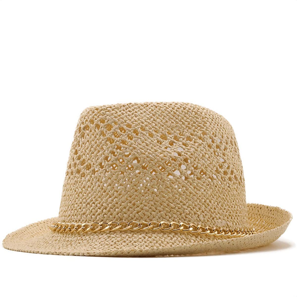 Women's Summer Straw Panama Hat - Wide Brim Beach Sun Hat for Women - Floppy Fedora Cap for Outdoor, Travel & Vacation (One Size, Color A)