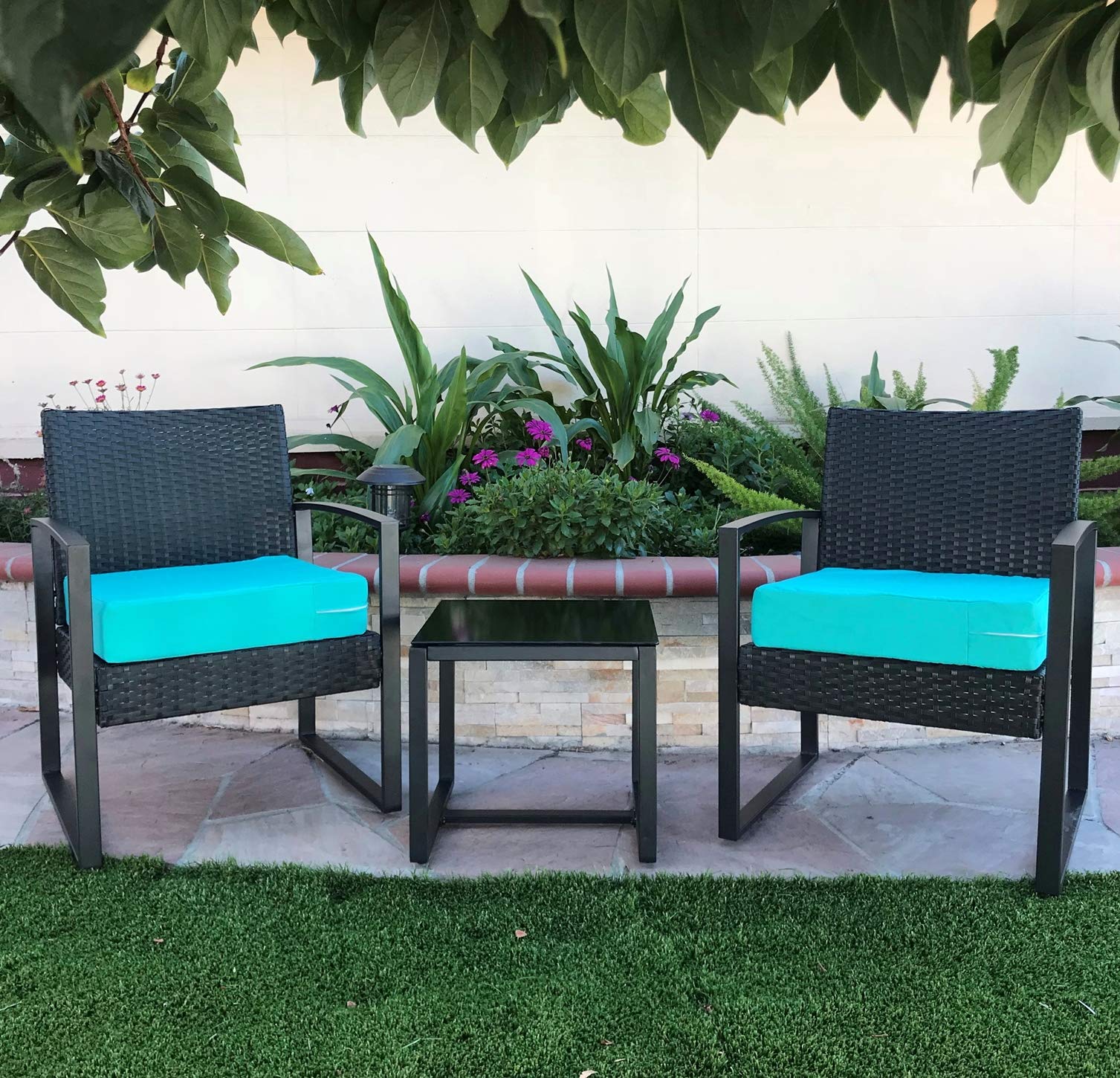Premium Waterproof Outdoor Chair Cushion Covers - CozyLounge Serenity Teal Patio Seat Pillows (22