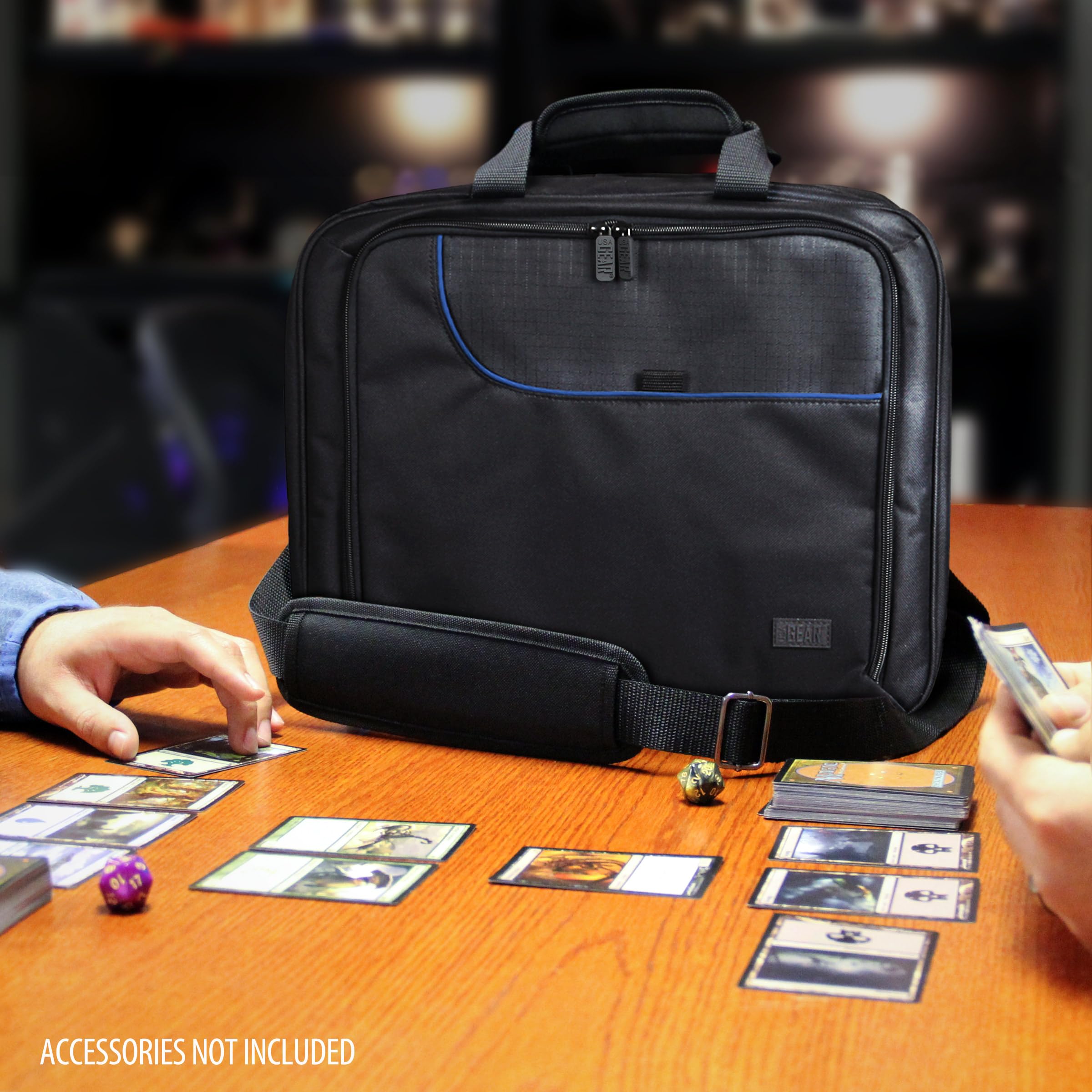 Premium XL Magic The Gathering MTG Deck Box Travel Case - Large Waterproof Card Storage Bag with Adjustable Shoulder Strap & Custom Dividers - Holds 1000+ Sleeved Cards & Deck Boxes (Blue) - Perfect for MTG Tournaments, Travel & Card Collection Storage