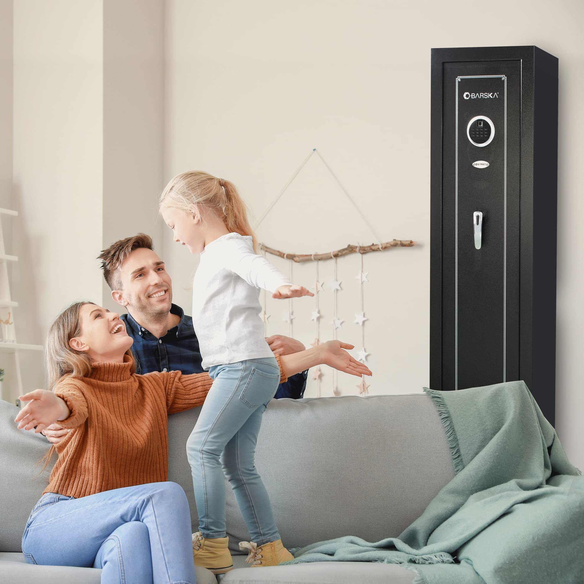 Barska Quick Access Biometric & Keypad Rifle Safe - Digital Fingerprint & Code Lock Gun Safe for Home Security - 10 Gun Capacity - Perfect for Bedroom, Closet, or Office Firearm Storage