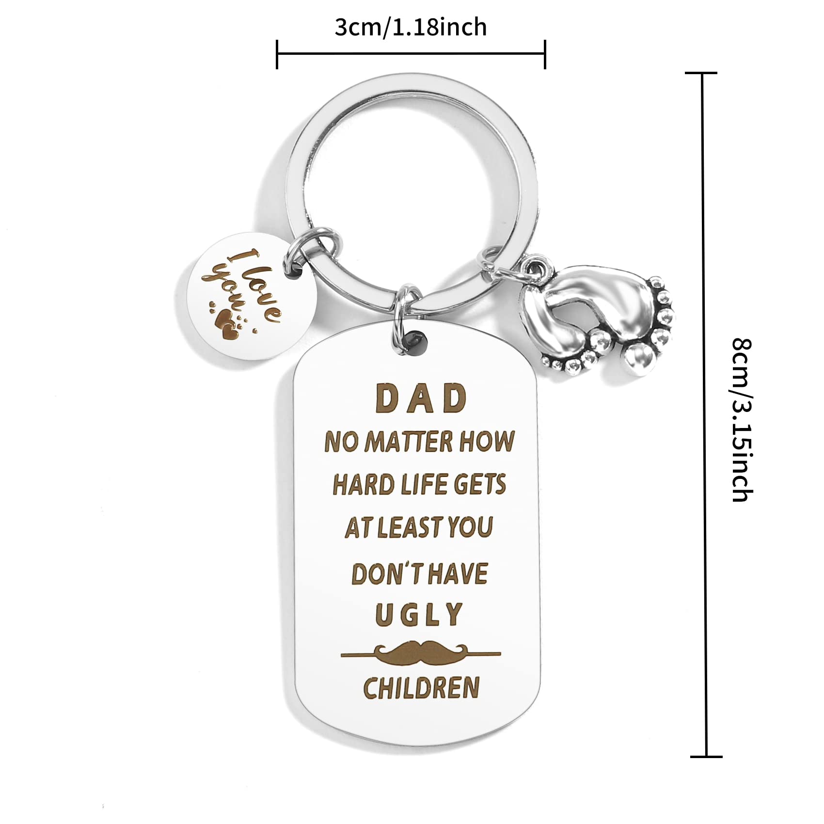 Personalized Engraved Keychain for Dad - Unique Father's Day Gift Idea, Birthday Present from Daughter - Perfect for Everyday Carry, Special Occasions & Keepsakes
