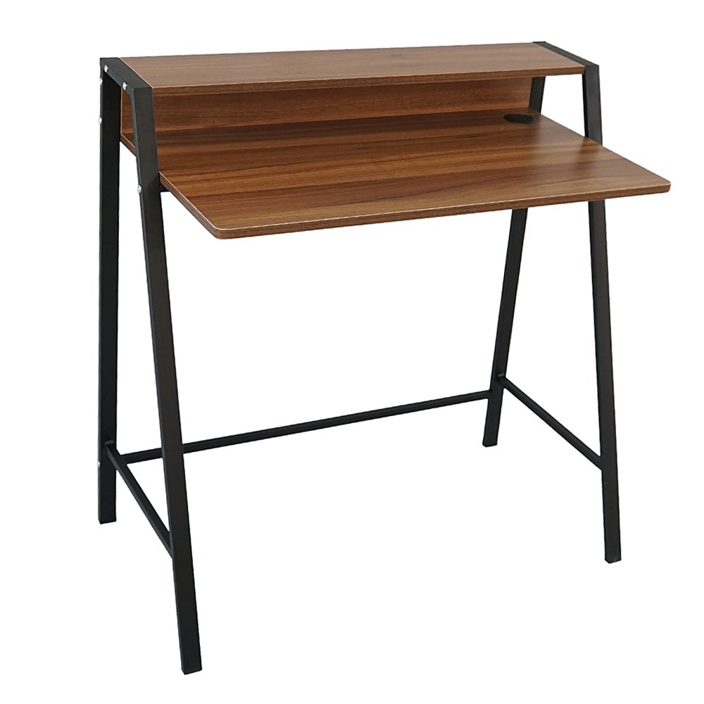 Festnight Computer Desk with Storage Shelves - Sturdy Steel Frame Study Table for Laptop & Notebook - Home Office Writing Desk (33.07