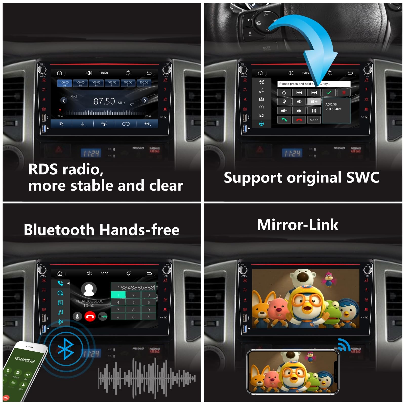 Upgraded YZKONG 8 Inch Touch Screen Car Stereo for Toyota Tacoma 2005-2015 - Wireless CarPlay & Android Auto, Bluetooth, Mirror Link, FM/AM, USB - Perfect for Road Trips & Daily Commuting