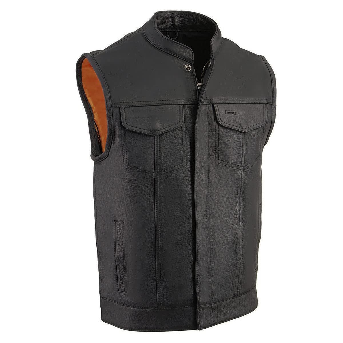 Milwaukee Leather MLM3510 Men's Black Premium Leather Motorcycle Vest - Club Style Biker Vest with Dual Closure & Open Neck Design - Medium Size for Riding Comfort - Perfect for Harley Davidson Riders & Motorcycle Enthusiasts