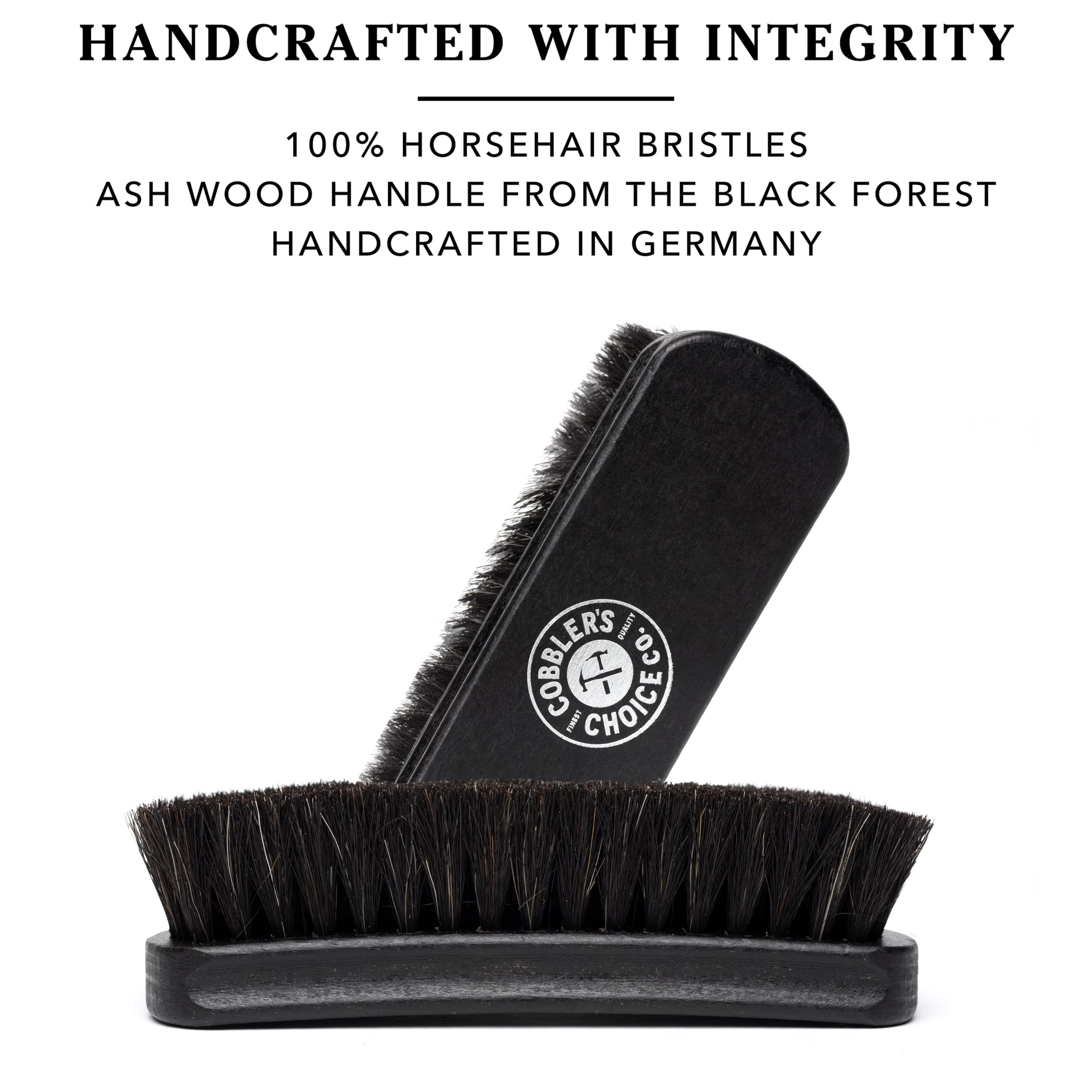 Premium 100% Horsehair Shoe Brush with Concave Handle for Secure Grip - Black - Ideal for Polishing Leather Shoes, Boots & Dress Shoes at Home or Office