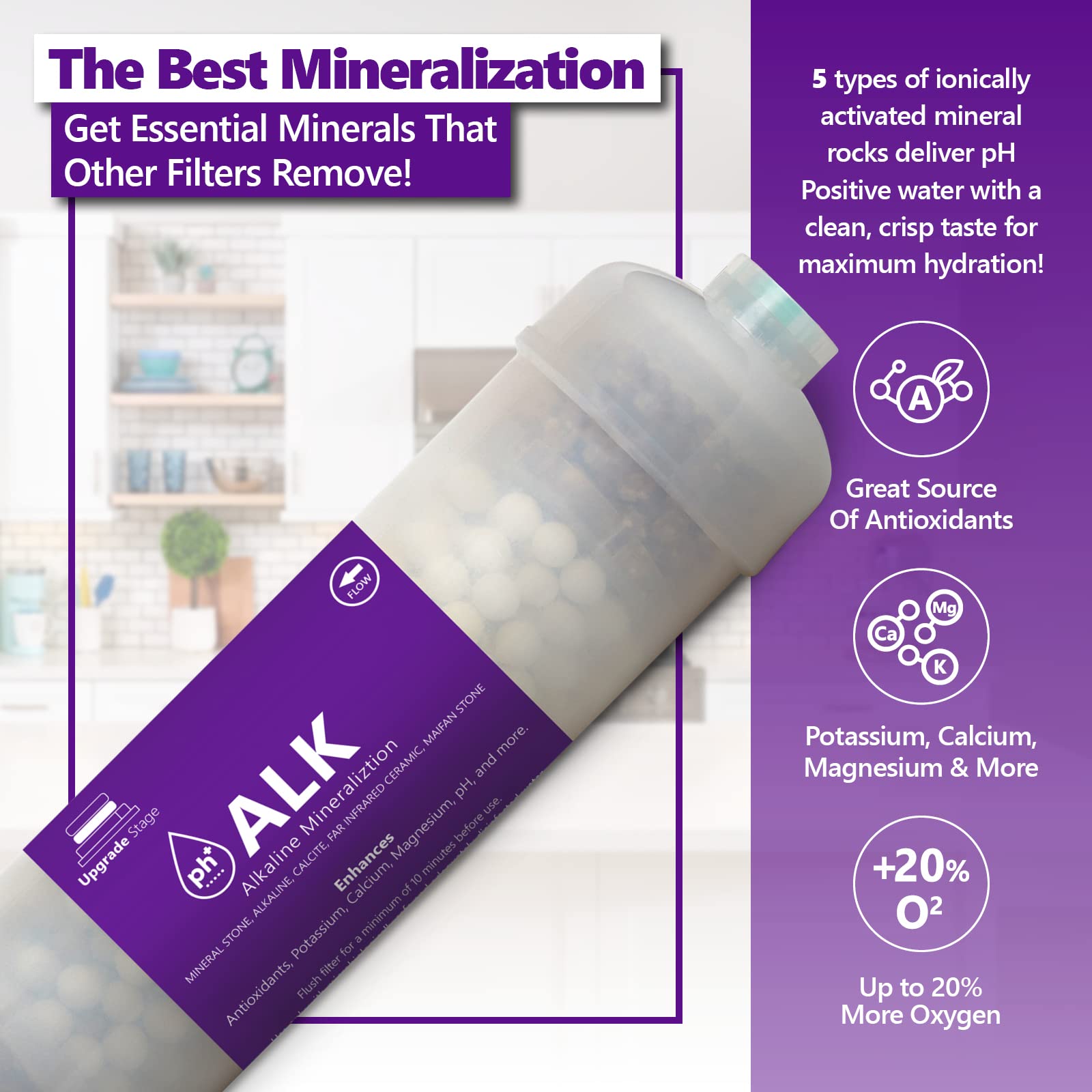 Express Water Alkaline Filter 2 Pack - FLTALKQ10-2Pcs Mineral Inline Filtration System for Clean Drinking Water | Under Sink & Countertop Use